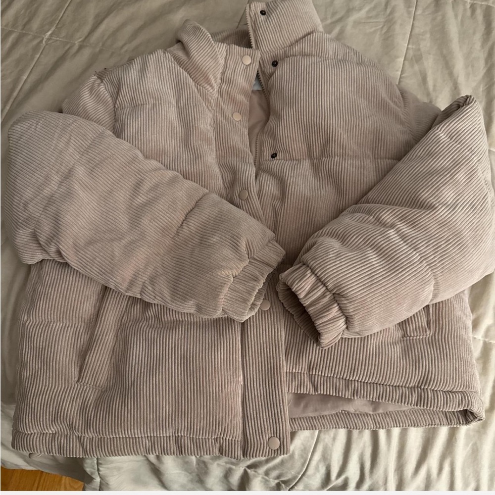 Love Tree Corduroy Puffer Jacket in Taupe